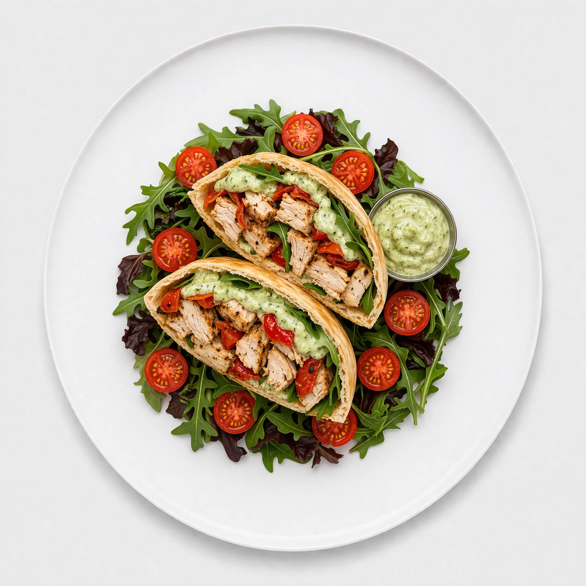 Creamy Pesto Chicken Pita