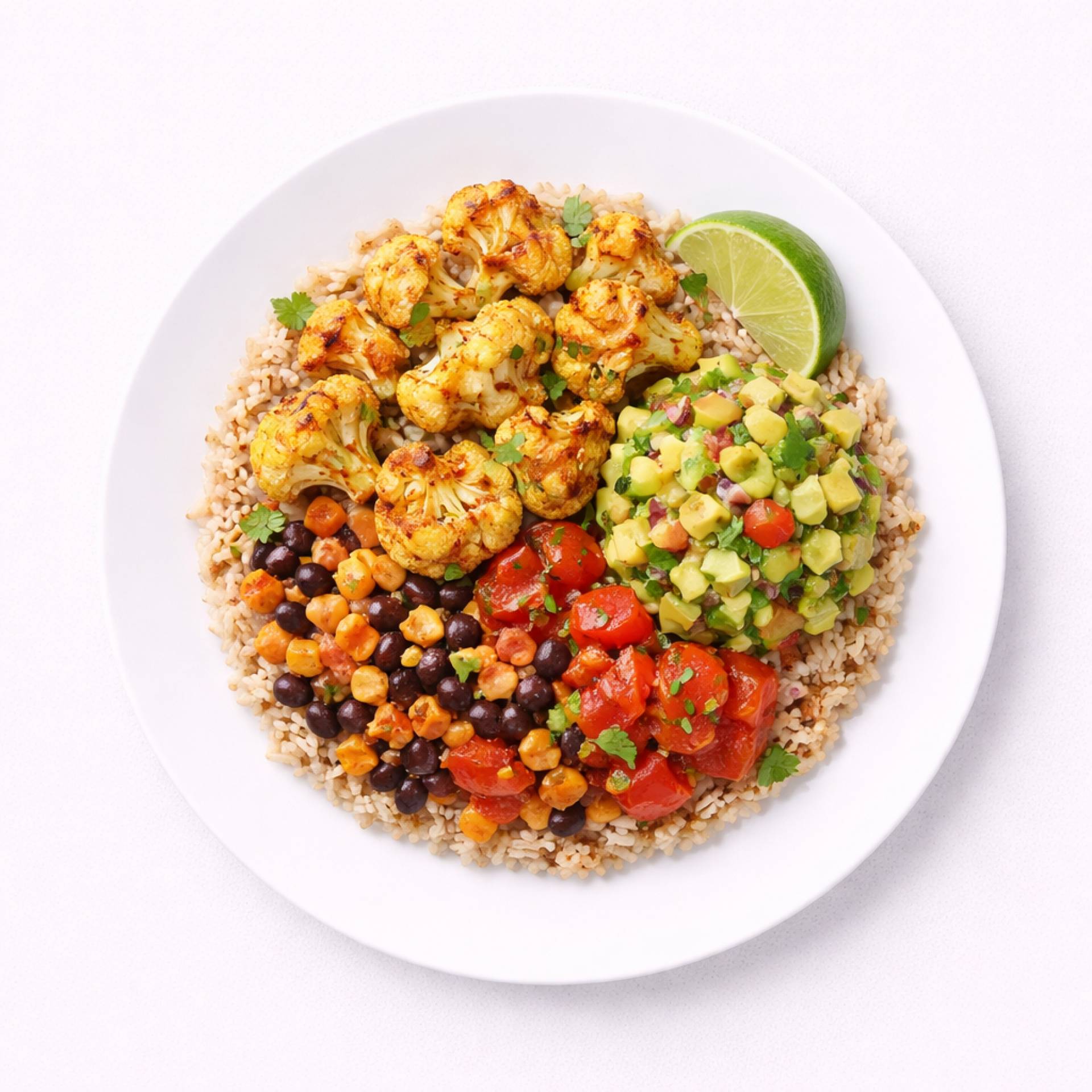 Chili Lime Roasted Cauliflower Burrito Bowl