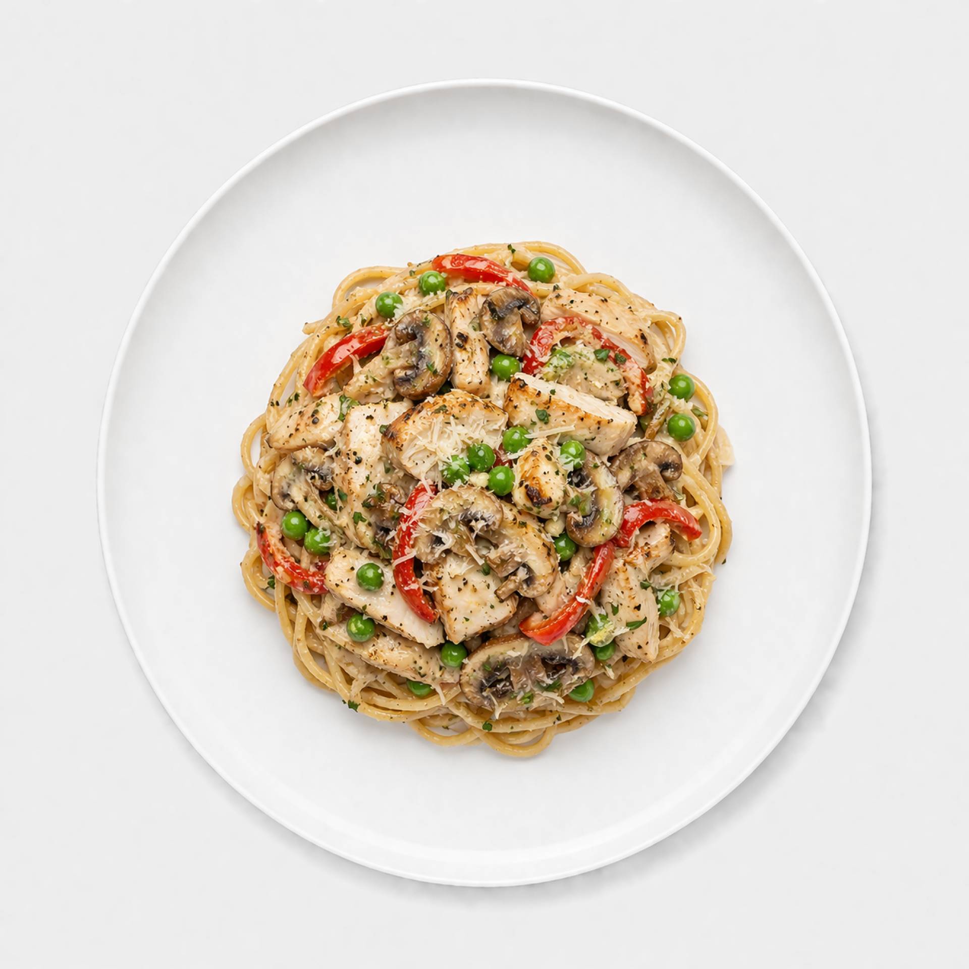 Turkey Pasta w/ Roasted Garlic Cream