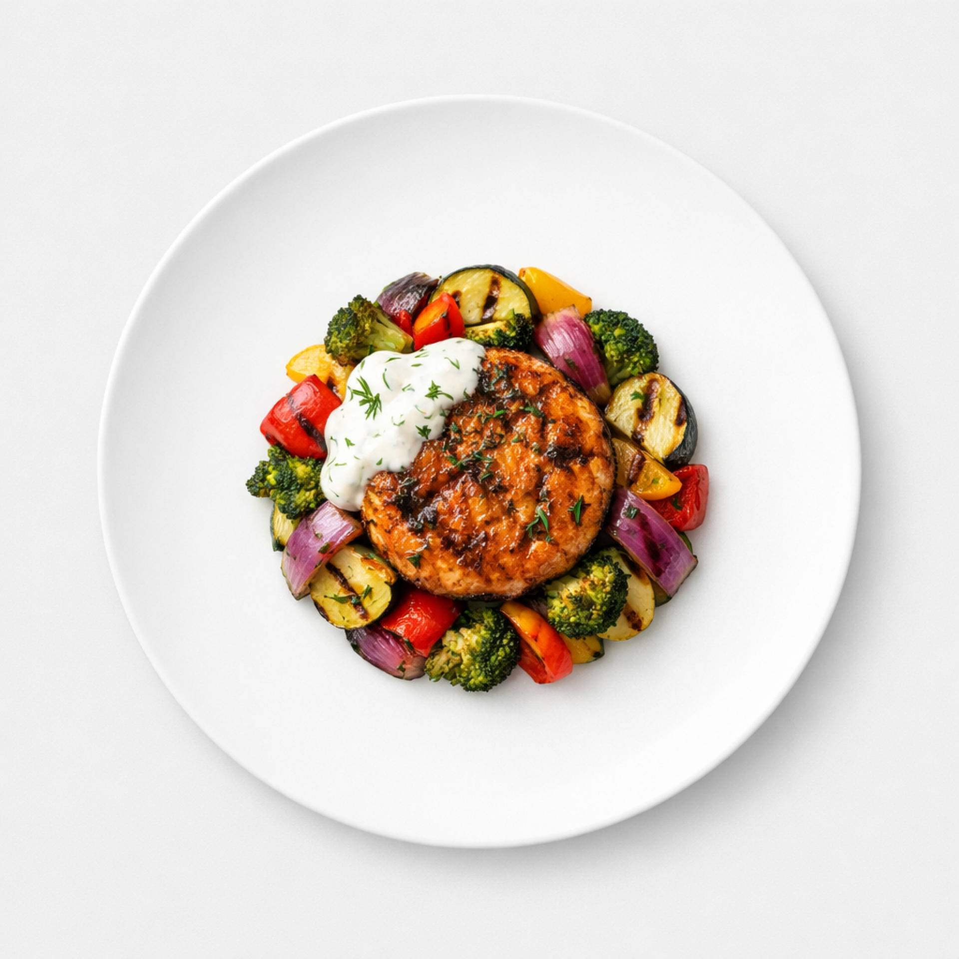 Herb-Seared Salmon Burger Plate